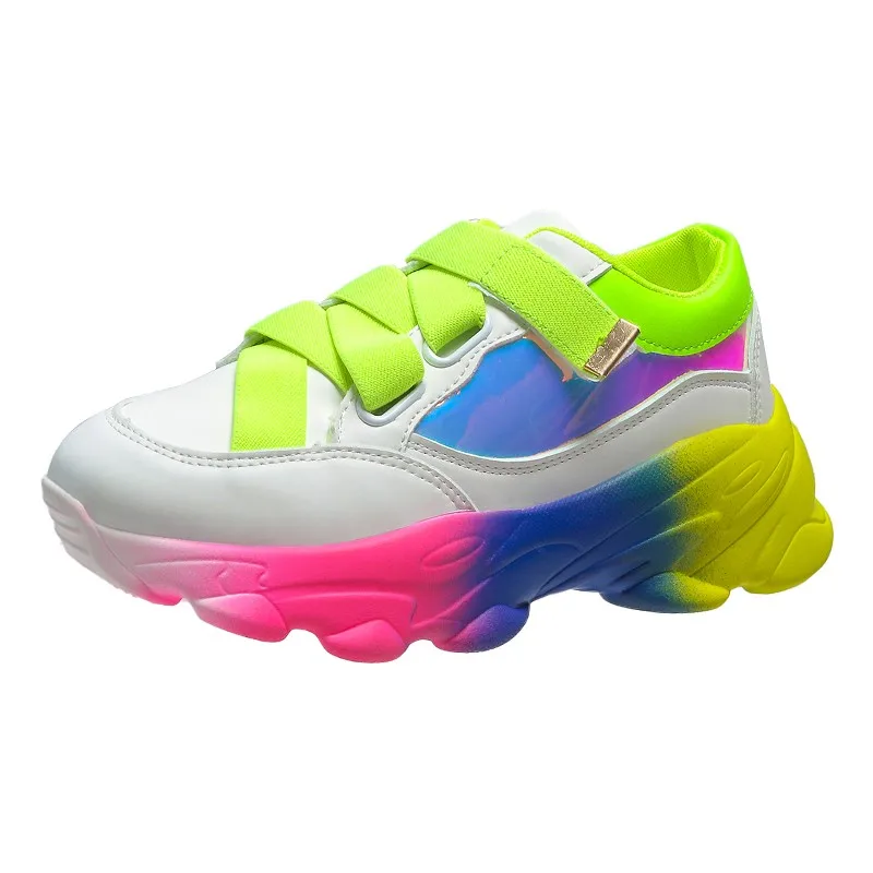 

Dad shoes sneakers spring 2021 plus size color matching casual shoes trifle bottom rainbow women's shoes increased