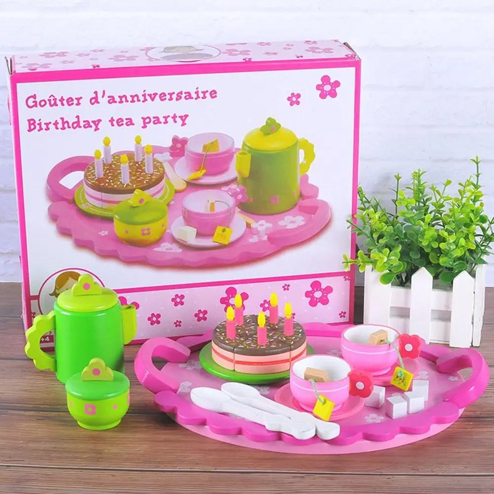 Simulation Wooden Snacks Afternoon Tea Toys Children Play House Kitchen Girls Educational Exquisite Birthday Gift | Игрушки и хобби