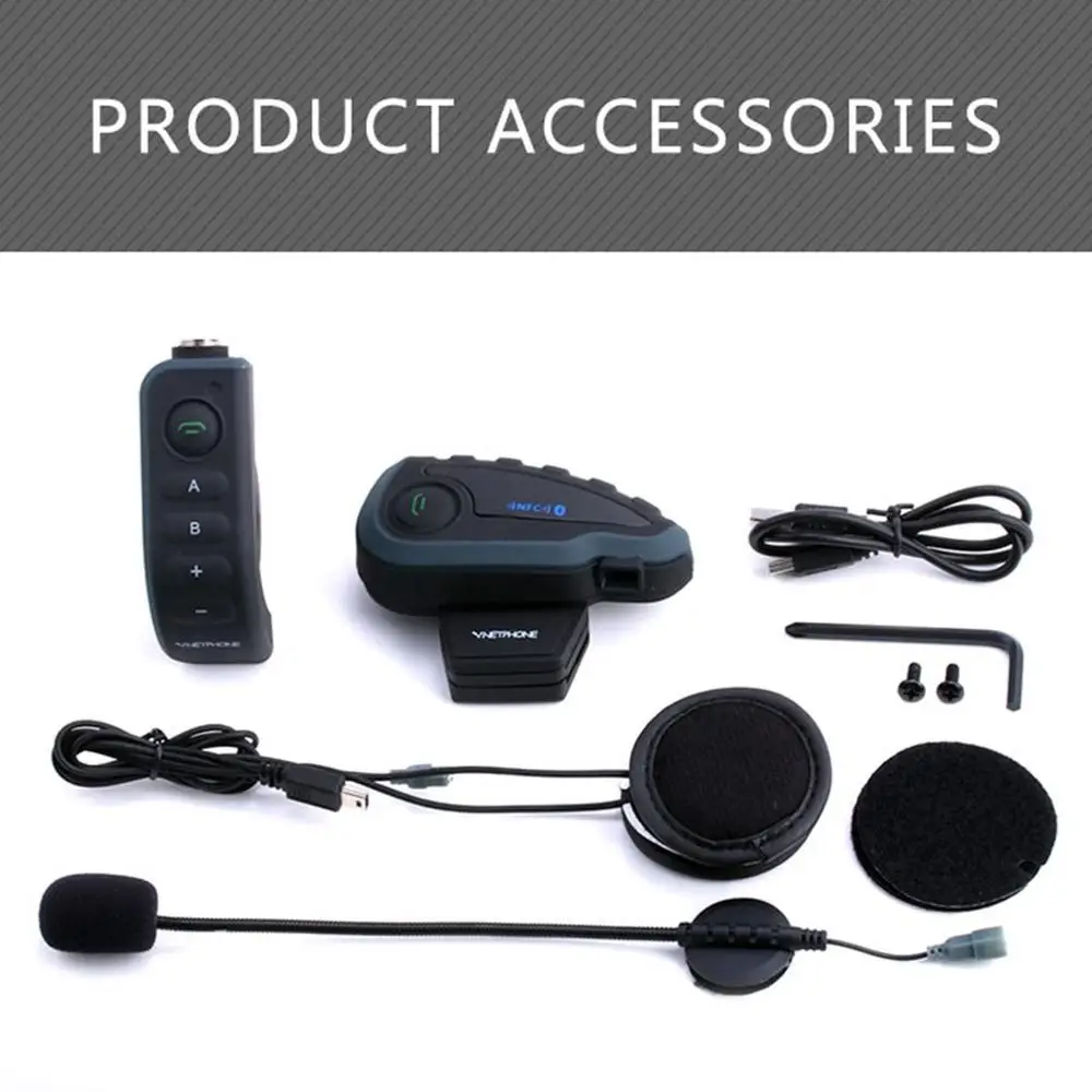 Bluetooth интерком для мотоциклетного шлема Vnetphone V8 100% м|Наушники шлемов| |