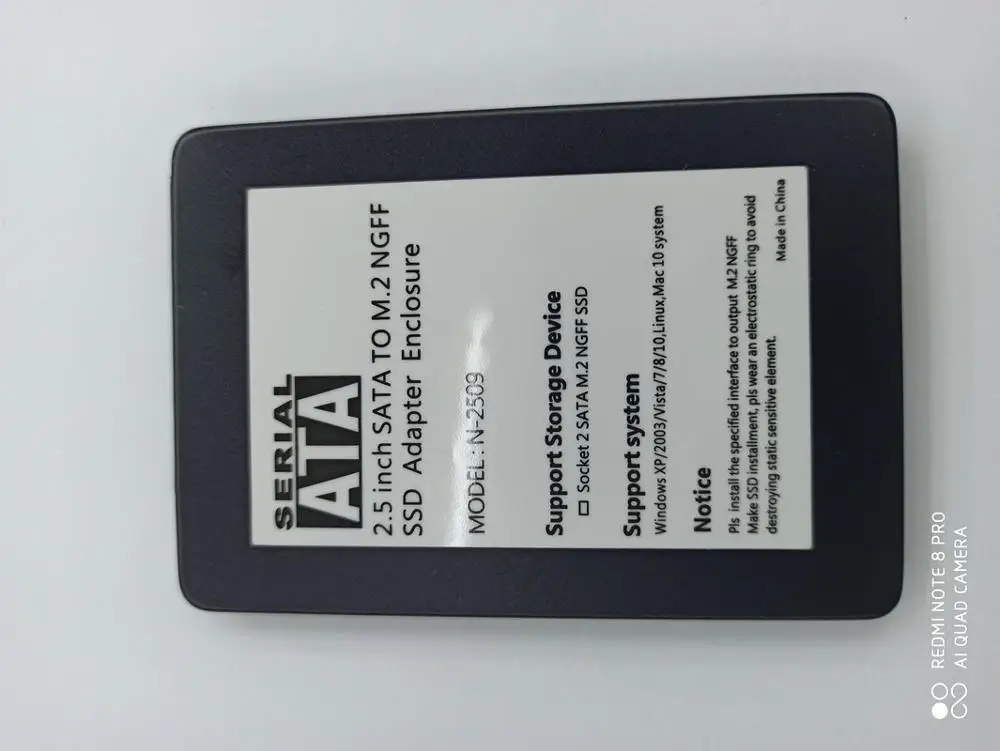 

Адаптер-переходник SOUPEI с разъемом 2 M.2 NGFF (SATA) SSD на 2,5 SATA с коробкой для настольного компьютера или ноутбука