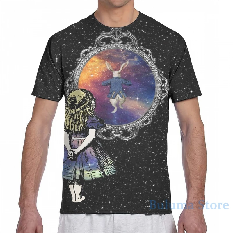 Следите за Белый Кролик Алиса в стране чудес для мужчин футболка женская целиком