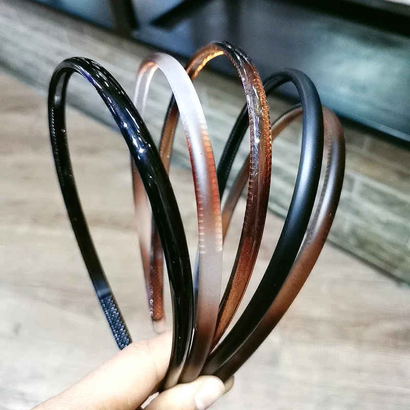 Женские классические черные и коричневые блестящие обручи для волос простые