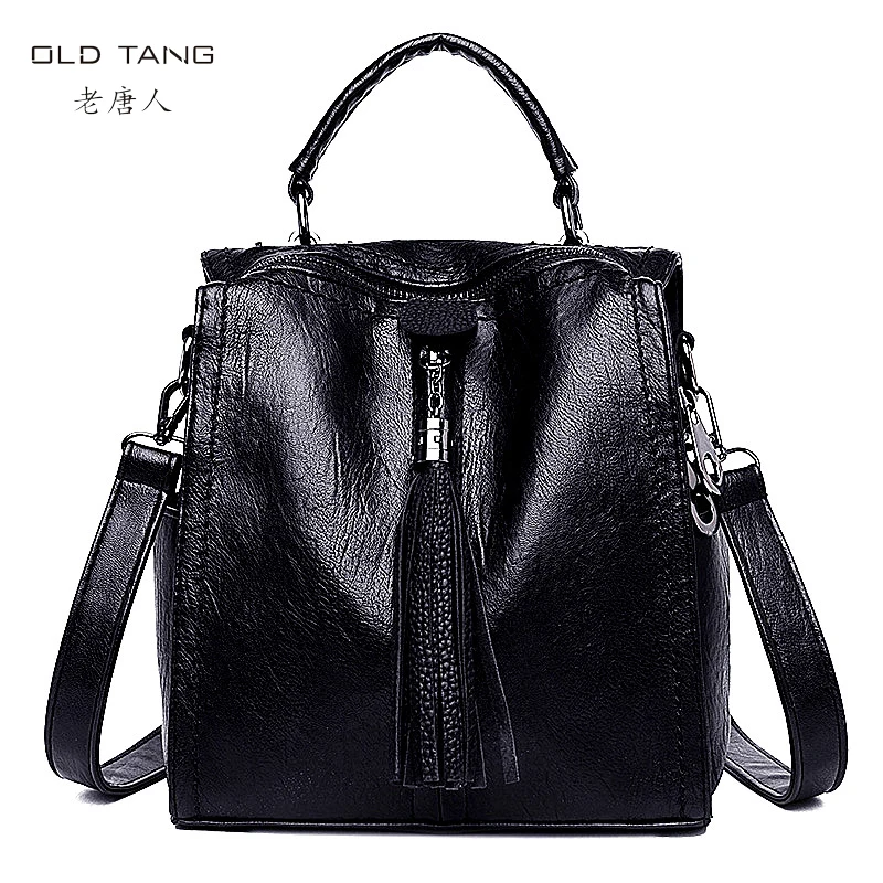 Женские сумки через плечо с кисточками OLD TANG винтажные кожаные на 2019 | Багаж и