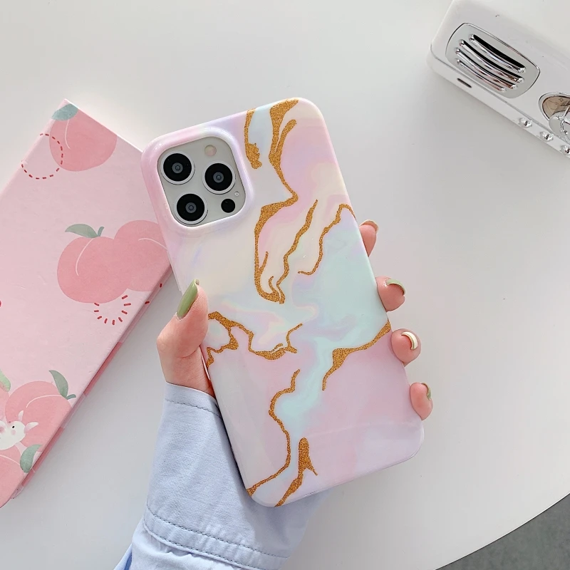

Suitable for IPhone X XS MAX XR 11pro MAX 12PRO Gold Powder Magic Color Marble Texture Protection Mobile Phone Case