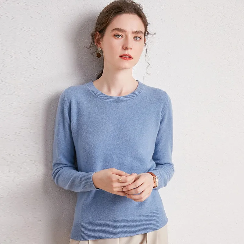 

Woman Sweater Women Fall 2021 Clothing Winter Oversizedpink Autumn Knitted Long Sleeve Cropped 100% Cashmere Pullover O-Neck