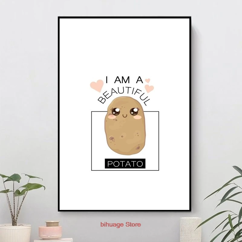 

Плакаты и принты «Я красивый картофель», Современная Картина на холсте, Настенная картина для домашнего декора, гостиной, детской комнаты