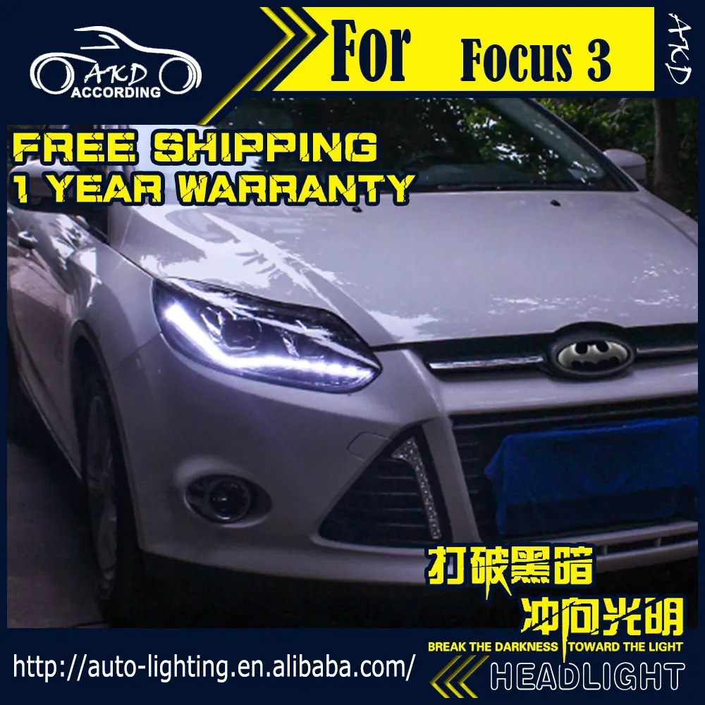 AKD автостайлинг фара для Ford светодиодная Focus 2012 2014 3 DRL D2H Hid сигнал поворота Bi Xenon