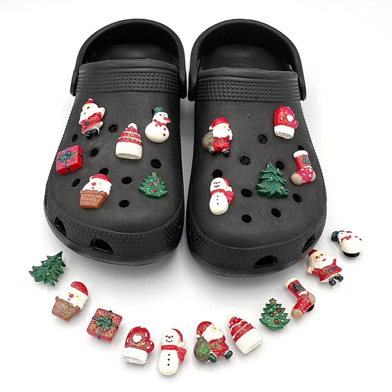 Christmas Shoe Pins DIY Parts Santa Claus Snowman Tree Croc Shoe Charms Decorations For Clogs Garden Shoes Accessories Xmas Gift