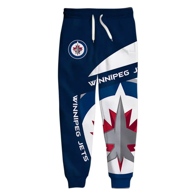 

Winnipeg men's casual pants Gray cartoon fighter geometric letter print Jets Sweatpants