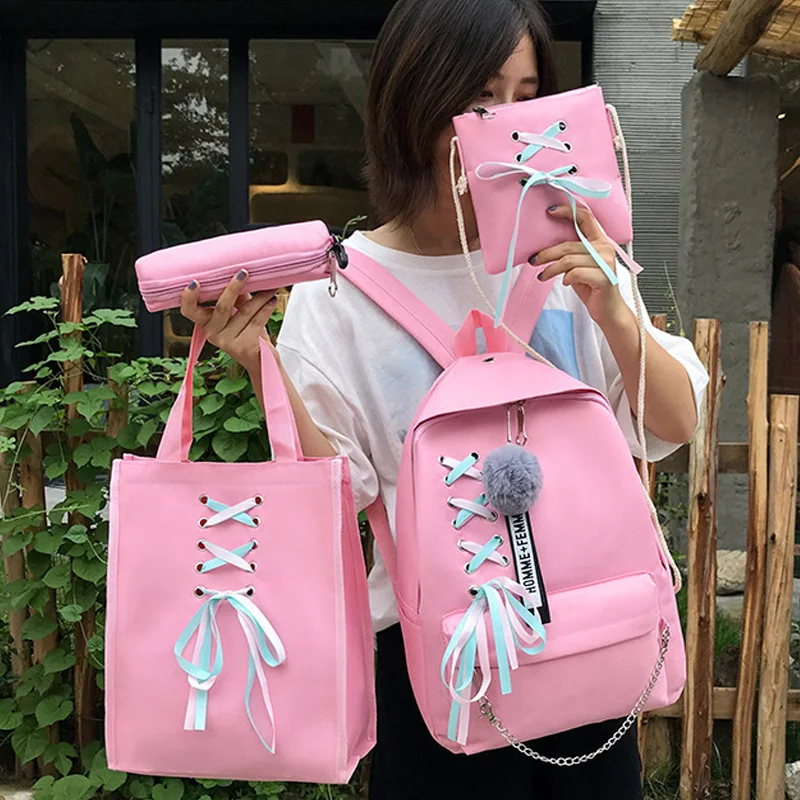 Школьный ранец для девочек-подростков однотонный рюкзак колледжа с защитой от