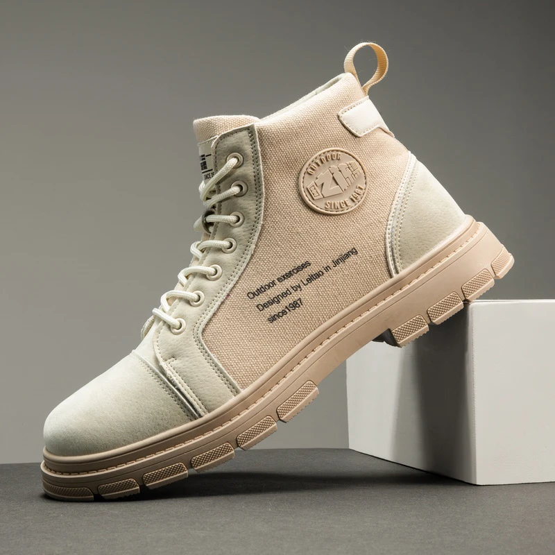

Men Shoes 2021 Winter New Fashion Martin Boots Mans High Top Canvas Shoes Comfort Breathable Non-slip Wear Resitant Boy Shoes