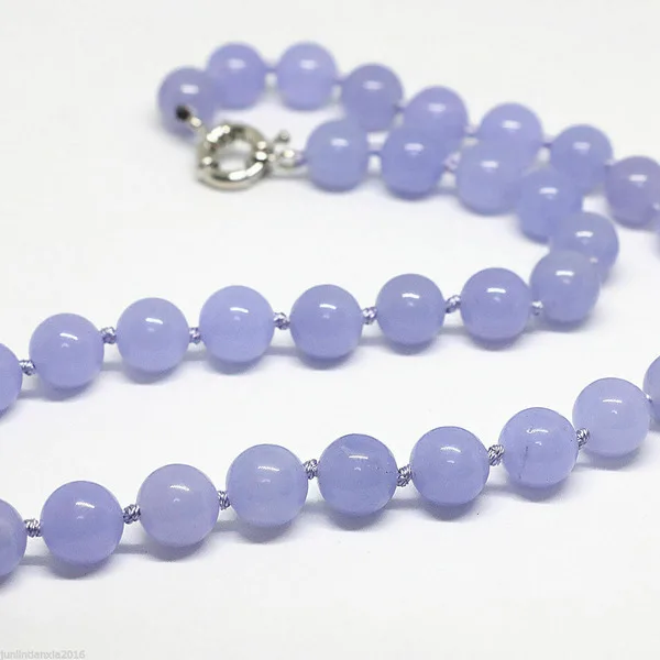 

Beautiful! 10mm light purple violet jade round beads Gemstone necklace 18'' AAA