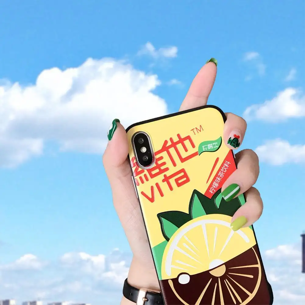 Дизайн Vitasoy VITA лимонная бутылка для напитков чехол s для iPhone7/8/xr Защитная силиконовая крышка чехол