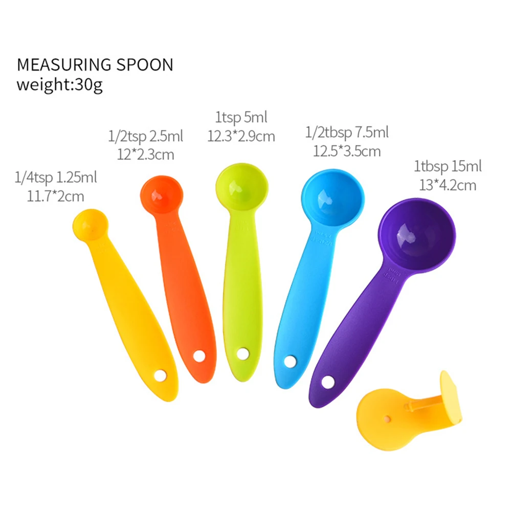 5pcs/set Creative Plastic Useful Measuring Spoons Colorful Measure Spoon Sugar Cake Baking Spoon Kitchen Baking Measuring Tools