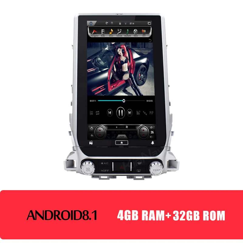 Android Car Radio KiriNavi вертикальный экран Tesla стиль 14 ''Android 8,1 Автомагнитола для Toyota Land Cruiser 200 Автомобильный мультимедийный Dvd НАВИГАЦИЯ - Цвет: Android Car Radio