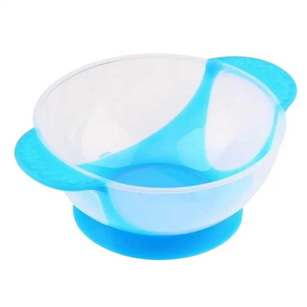 1 PC Blue Bowl Набор детской посуды, Детская обучающая посуда для кормления, детская посуда, чувствительная к температурам, ложка+ чашка на присоске, Набор чашек - Цвет: 1 PC Blue Bowl