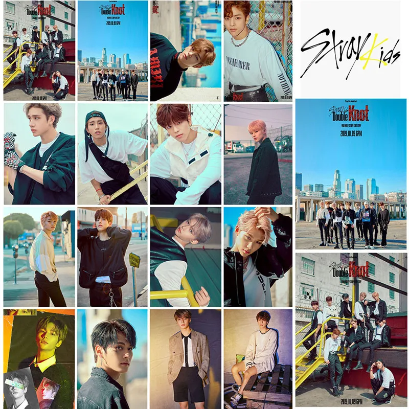 Альбом для детей 16 шт./компл. Kpop Stray Double Knot LOMO Card все члены открытка фото веера