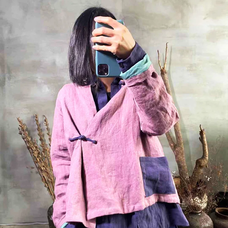 Женские винтажные рубашки из хлопка и льна весенние блузки 2020 с v образным