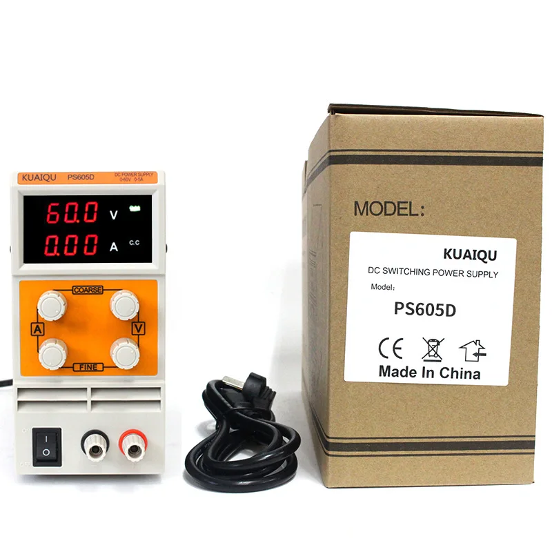 KUAIQU PS605DM Регулируемый Высокоточный источник питания постоянного тока выход 0-60 в 0-5A AC110/220 В