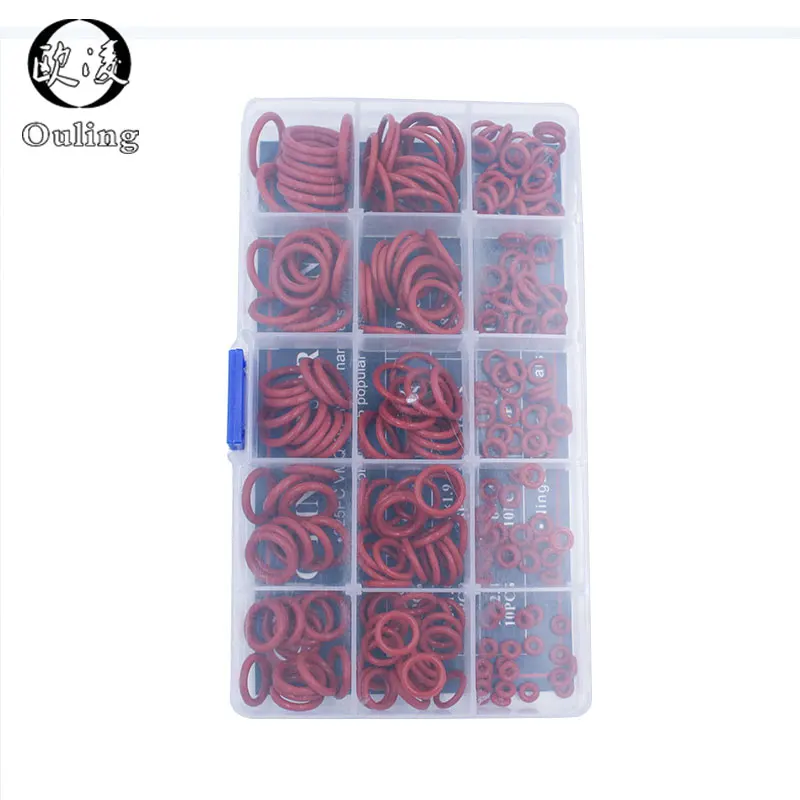 225 шт. уплотнительные кольца резиновые красные силиконовые силиконовая шайба