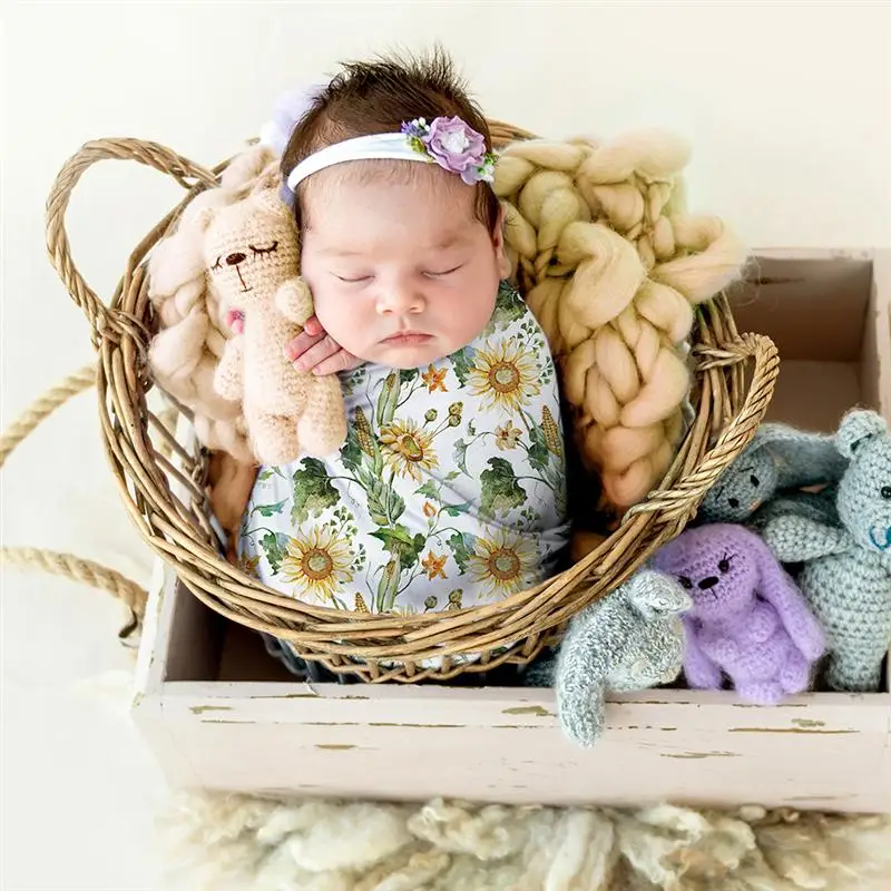 

Newborn Photography Swaddle Wrap Adorable Baby Photo Prop Flower Blanket