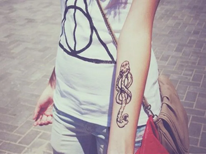 5 шт. змея татуировки Стикеры Водонепроницаемый временные с геометрическим