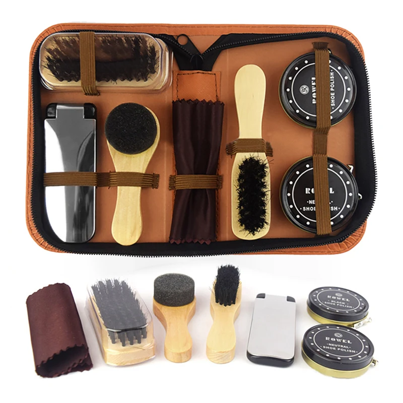 

Professional Shoes Care Kit Portable For Boots Sneakers Cleaning Set Polish Brush horn Shine Polishing Tool For Leather Shoes