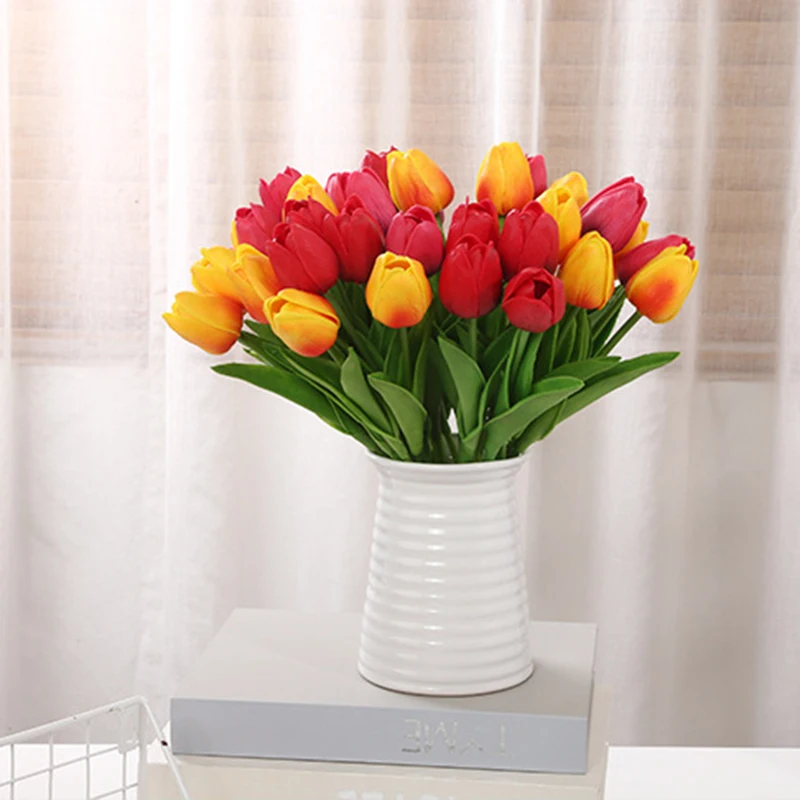 

1PC Artificial Tulip Flowers Latex Real Bridal Wedding Bouquet Decoration Fake Tulip Floral Home Accessories Decorative Flowers