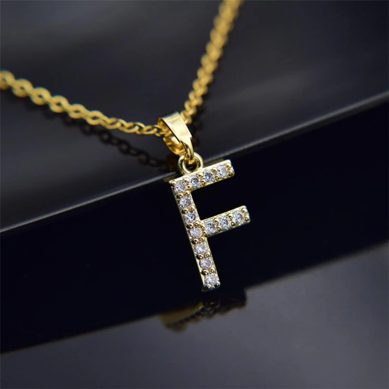 Сверкающее ожерелье с 26 буквами инициала серебристое золото микропористый