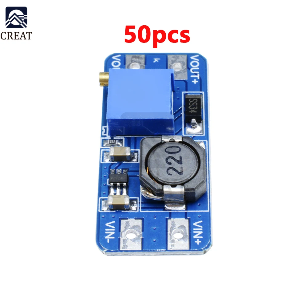 

50 шт., модуль усилителя мощности MT3608, максимальный выход 28 в, 2 А для платы Arduino