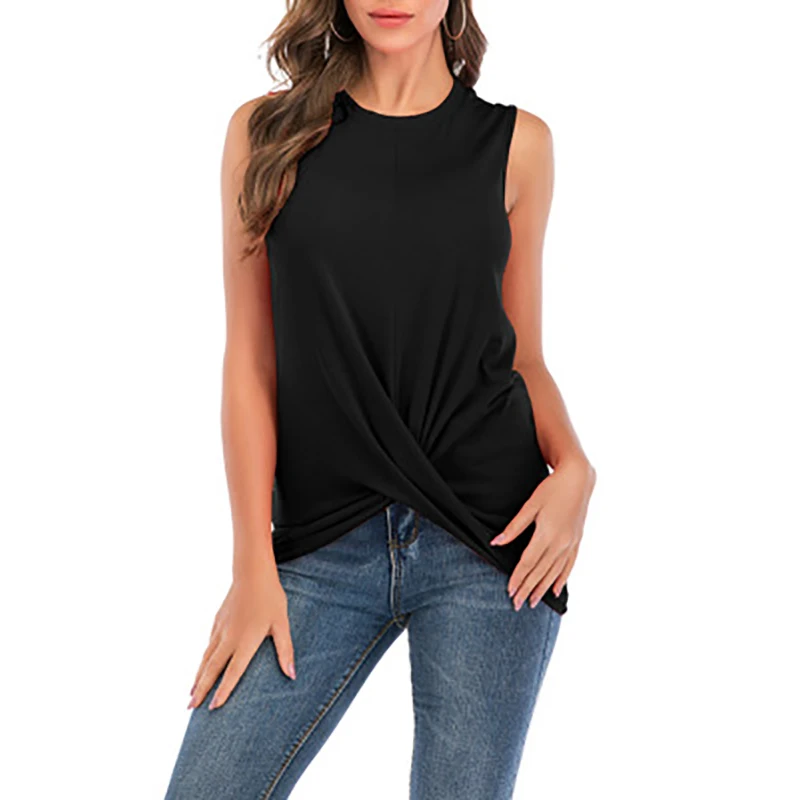 Женская футболка без рукавов однотонная Повседневная модная с принтом дикой