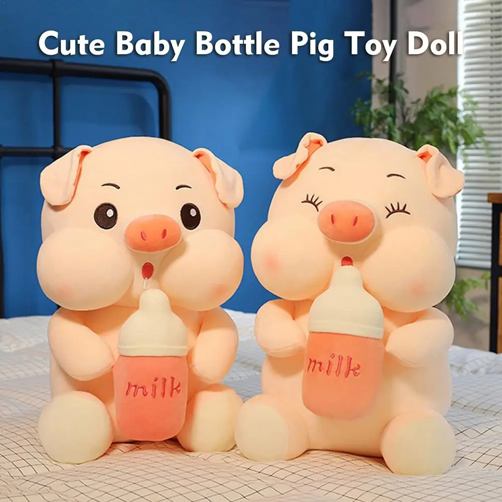 

Baby Bottle Pig Plush Toy Pig Stuffed Animal Plush Soft Cartoon Hugging Toy Soft Cute Toy Pink Fluffy Kawaii Pig Plushie Gi