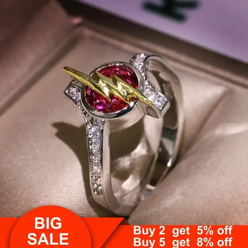 Кольцо в виде сказочного шара из стерлингового серебра 925 пробы с красным