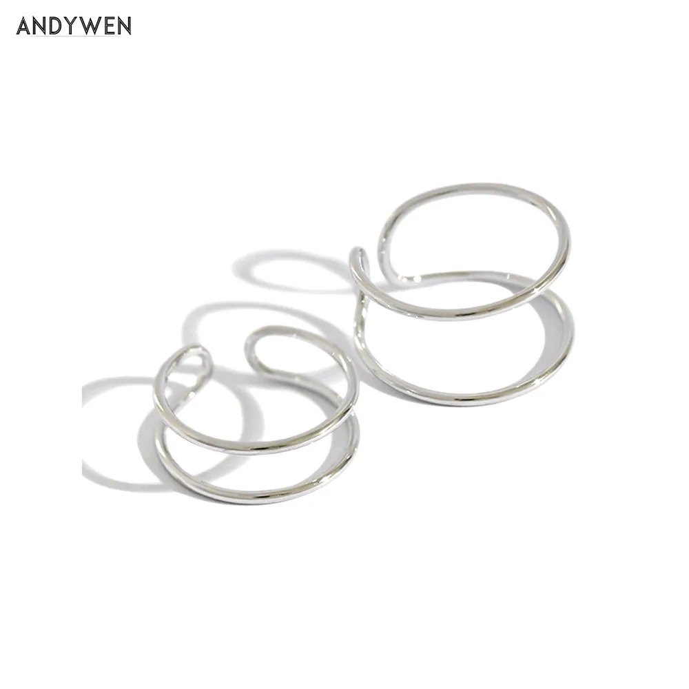 

Andywen 925 Стерлинговое Серебро Золото тонкие круглые роскошные кольца женское кольцо регулируемое изменяемое кольцо Изысканные ювелирные из...