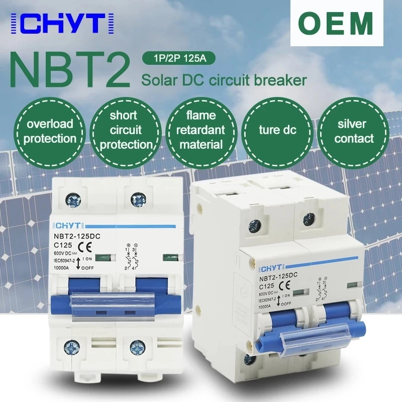 

2P 100A 125A DC 600V Circuit Breaker MCB FOR PV System Battery Main Switch