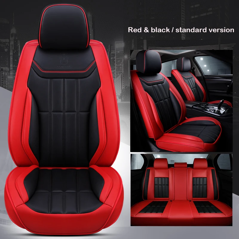 

Universal Leather car seat cover 8 seats for toyota Highlander car accessories red seat covers auto products blue seat caution