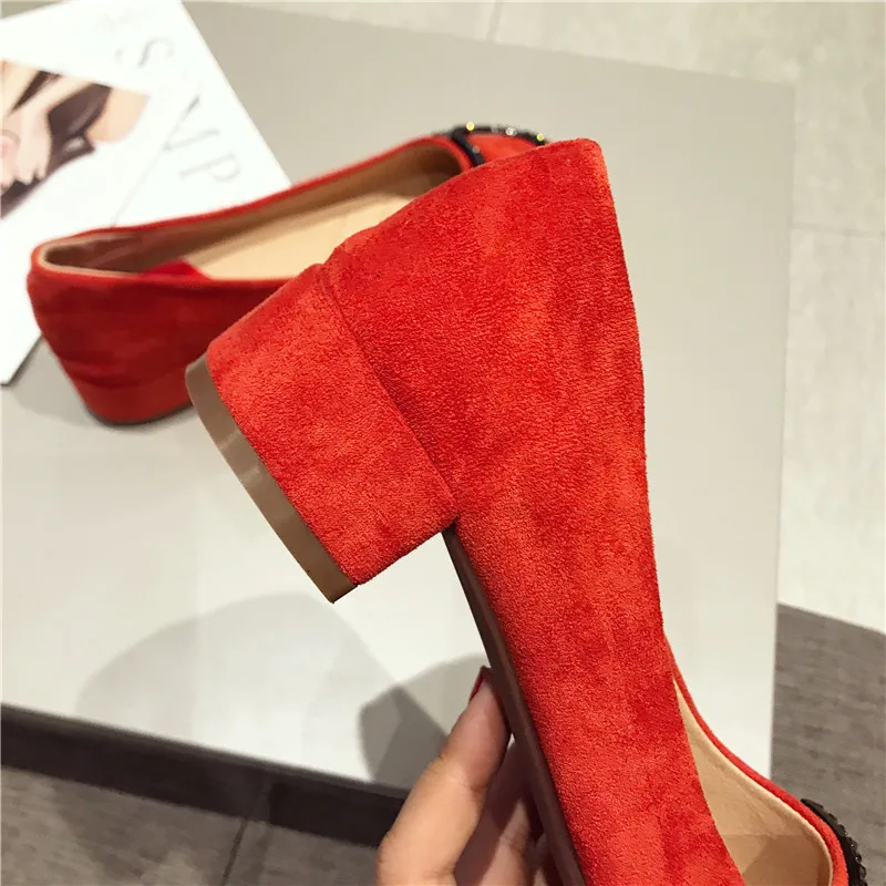 Новые Брендовые женские туфли-лодочки Модные туфли на низком каблуке с