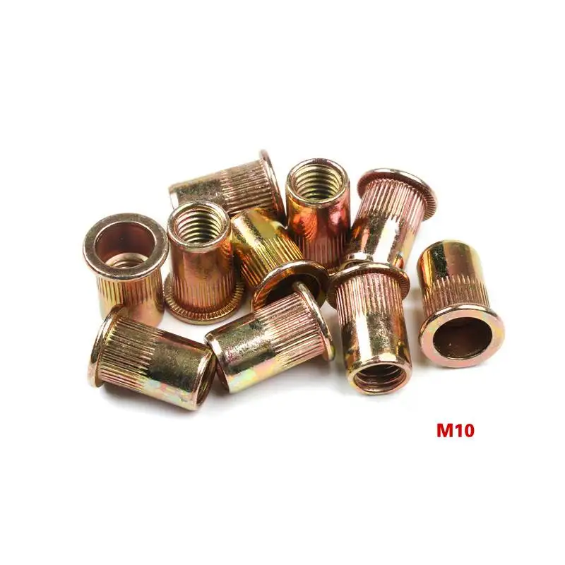 M10 10/20 шт./компл. M3 M4 M6 M8 M10 Углеродистая стальная заклепочная гайка заклепки с плоской головкой Гайки комплект гайки вставки клепки - Цвет: M10