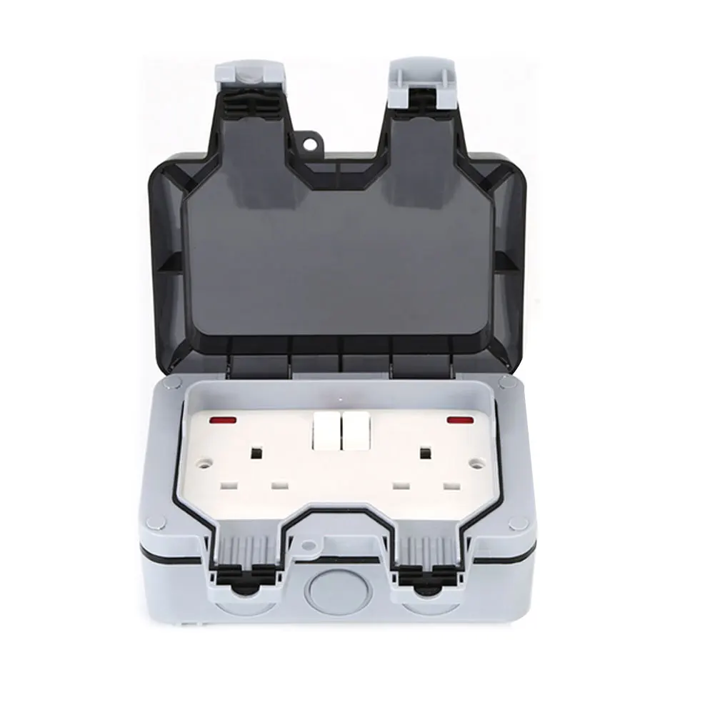 

IP66 Outdoor Sockets UK Plug Socket Box Outdoor Weatherproof Waterproof Plug Wall Power Socket Box Electrical Sockets