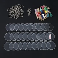 90 pcs acrylic clear circle discs blanks keychain tassels set for diy and craft