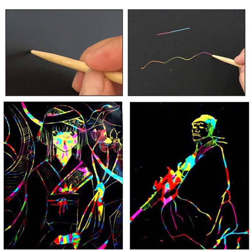 10 шт./компл. 16K/32K бумага для скретч Арта Волшебная рисования с ручкой детей