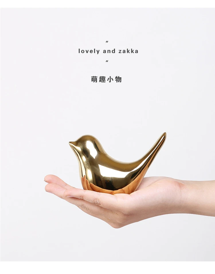 

4pcs Gold Ceramic Birds Room Bookshelf Sesktop Decoration Gift Creative Home Living Room Decration Decor