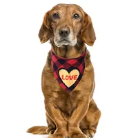 80PCS Dog Bandana Pet Triangle Bibs Valentine's Day Christmas Cat Dog Cotton Plaid Love Scarf Small Large Dog Bibs Kerchief