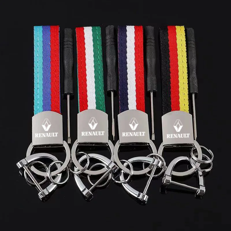 

3Colors Leather belt Key Ring Metal Key Chain Germany Italy Flag KeyChain For Renault megane2 3 clio duster fluence logan captur