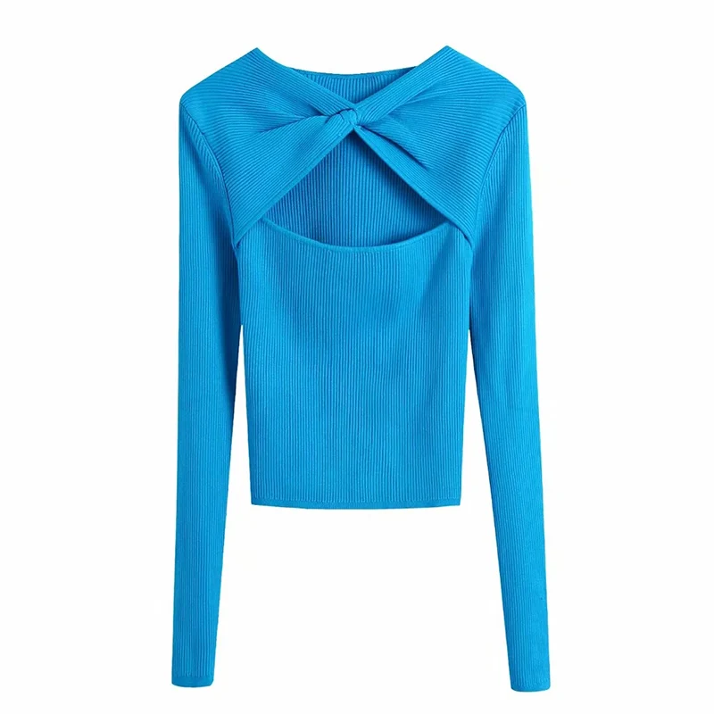 

UNIQYB ZA 2021 Women's Hollow Sweater Fashion Slim Knitted O-Neck Pullover Long Sleeve Elegant Bottoming Top Chic Sexy Jumpers