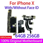 Оригинальная материнская плата для iPhone X, 64 ГБ, Заводская разблокированная материнская плата с распознаванием лица, обновление, поддержка 4G, бесплатный iCloud