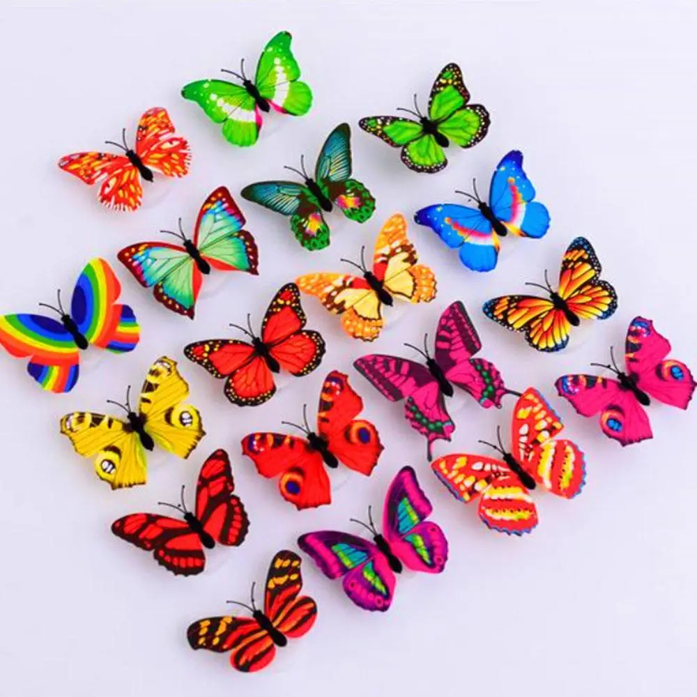 Наклейка на стену блестящая светящаяся 3d наклейка со съемной бабочкой украшение