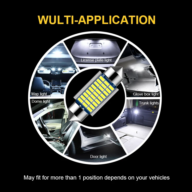 

4x C10W C5W LED Canbus Festoon 31mm 36mm 39mm 41mm for car Bulb Interior Reading Light License Plate Lamp White 6000K free error