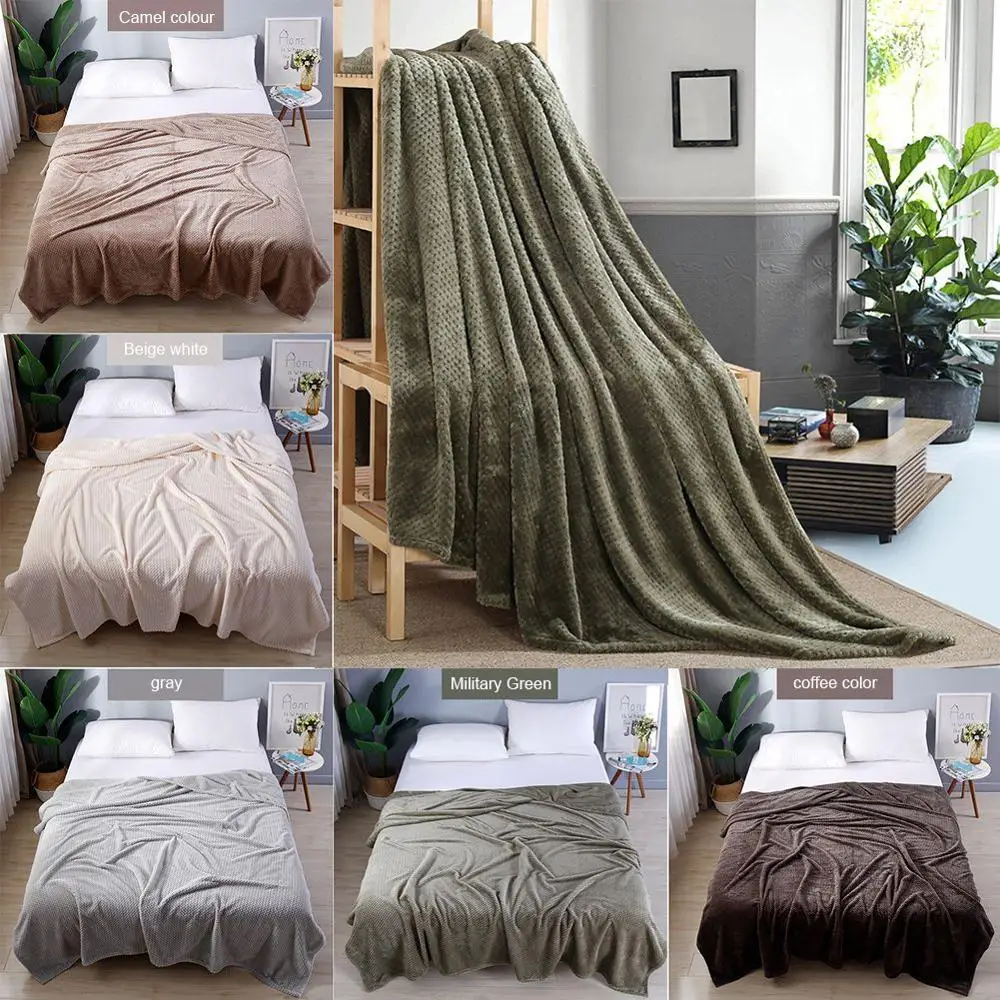 Однотонное Сетчатое одеяло в клетку супермягкое теплое из кораллового флиса