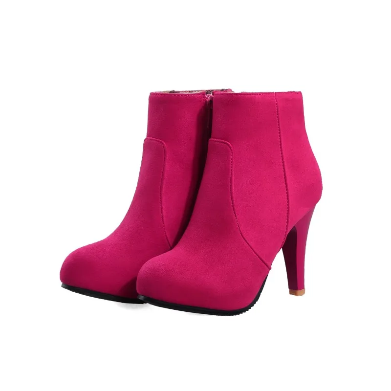 Женские ботильоны с круглым носком ботинки на молнии сбоку большой размер 9 10 11 13